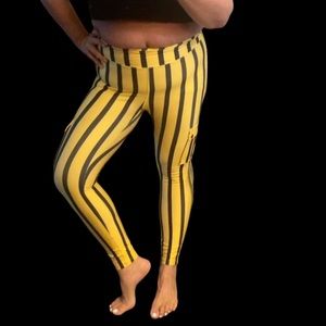 Yellow and Black Pin Stripe Leggings